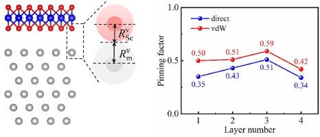 Van der Waals contacts and layer-dependent Fermi level pinning at WSe2/metal interfaces