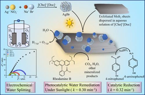 Ag/AgBr@MoS2 Nanocomposites for Sunlight-Driven Photocatalytic Water Remediation and Electrochemical Water Splitting