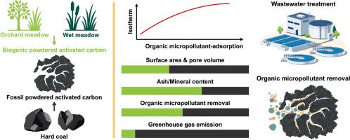 Biogenic activated carbons from conservation grassland biomass for organic micropollutants removal in municipal wastewater