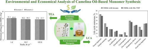 Early process design approaches for environmentally sustainable and cost-effective Camelina oil-based acrylic monomers production