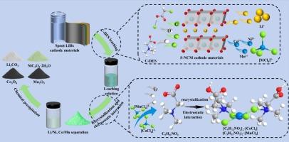 Stepwise recycling valuable metals from spent lithium-ion batteries cathode: high-efficient leaching by deep eutectic solvent and selective separation by recrystallization and electrostatic interaction