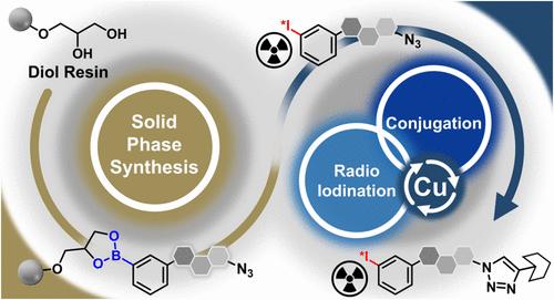 Sequential Radiosynthetic Methodology: Assembly of Boronic Ester Precursors on a Diol Resin and Radioiodination Using Copper-Mediated Radioiododeboronation and Azide–Alkyne Cycloaddition