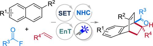 Sequential C–H Aroylation and Formal [4 + 2] Cycloaddition of Naphthalenes with Aroylfluorides and Styrenes