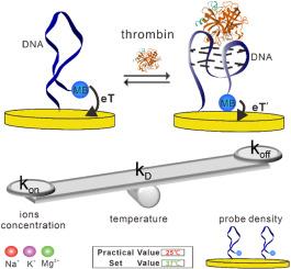 A survey on manipulating association/dissociation rate constants of electrochemical aptamer-based biosensors for thrombin analysis
