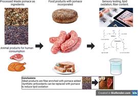 Apple and grape pomace: emerging upcycled functional ingredients in processed meat products, designed to increase polyphenol and fiber contents†