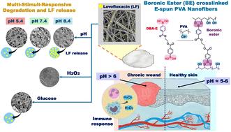 Multi-stimuli-responsive degradable boronic ester-crosslinked e-spun nanofiber wound dressings†