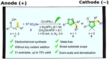 Electrochemical trifluoromethylation of alkenyl oximes for the synthesis of isoxazolines and cyclic nitrones via radical annulation†