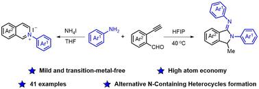 Mild and efficient construction of nitrogen-containing heterocycles from ortho-ethynylbenzaldehydes and anilines†