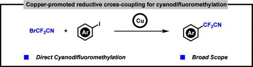 Copper-Promoted Reductive Cross-Coupling for Cyanodifluoromethylation of (Hetero)aryl Iodides with BrCF2CN
