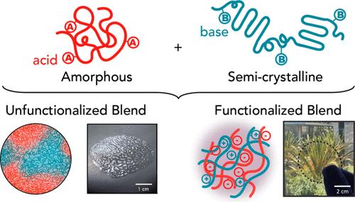 Electrostatic Compatibilization of Amorphous and Semicrystalline Immiscible Polymer Blends