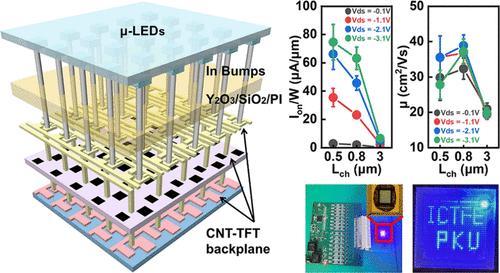 Micro-LED Microdisplays Driven by Carbon Nanotube Active-Matrix Backplanes