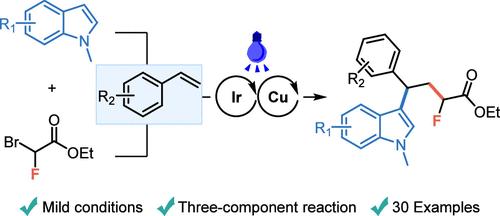 Light/Copper(I) Synergistically Catalyzes the Three-Component Radical Monofluoroalkyl Arylation of Styrenes