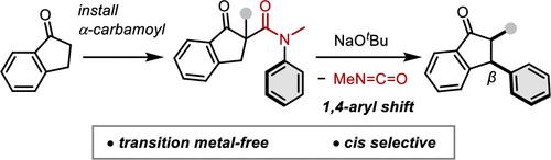β-Arylation of Indanone Derivatives via α-Carbamoylation/Elimination of Isocyanate Sequence