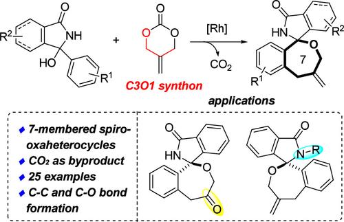 Rh(III)-Catalyzed [3 + 4] Annulation of 3-Arylisoindolinones with 2-Methylidenetrimethylene Carbonate via C–H Activation to Access Isoindolinone Spirobenzoxepines