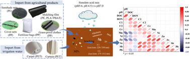 Microplastic leachates in farmland: impact of acid rain on DOM characteristics and metal release†