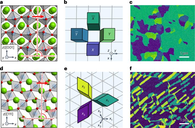 Ferroelastic writing of crystal directions in oxide thin films