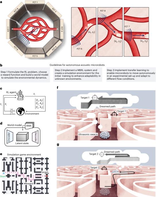 Model-based reinforcement learning for ultrasound-driven autonomous microrobots