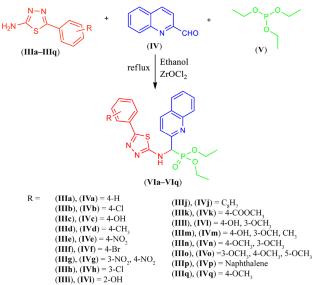 Synthesis and Anticancer Activity of Diethyl (((5-(substituted phenyl)-1,3,4-thiadiazol-2-yl)amino)(quinolin-2-yl)methyl)phosphonate