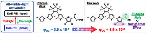 Enhancement on Visible Light-Induced Cyclization Reactivity of a Diarylethene–Perylenebisimide Dyad by Incorporating Heavy Atom Effect with El-Sayed Rule