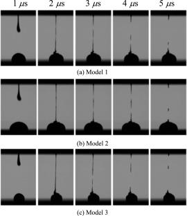 Study of the satellite droplet formation in piezoelectric jetting at short nozzle-to-substrate distances