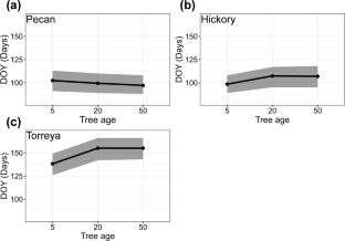 Effect of air temperature on bud burst phenology in ecodormant subtropical trees of different ages