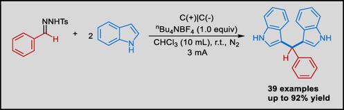Electrochemical gem-Bisarylation of Hydrazone: Access to Bis(indolyl)methane