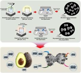 Active packaging film utilizing cerium metal-organic frameworks doped with titanium dioxide as ethylene scavengers for postharvest ripening control of avocados
