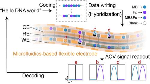 A DNA Data Storage System Using Electrochemically Active Non-natural Oligonucleotides with Flexible Microfluidic Chips
