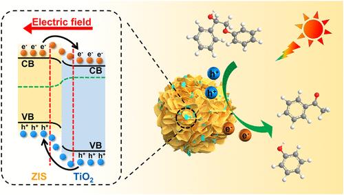 Solar-Driven Selective Photocatalytic Self-Hydrogen Transfer Cleavage of Lignin Models by a ZnIn2S4/TiO2 Heterojunction with Efficient Internal Electric Field