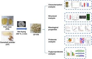 Integrative omics analysis: Effects of stir-frying with clamshell powder on the physicochemical properties of fish maw