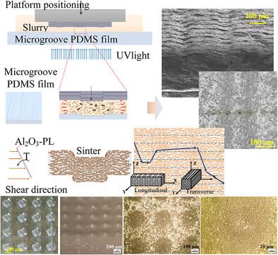 Microgroove-Assisted Film Patterning for the Control of Layered Microstructures in 3D-Printed Ceramics