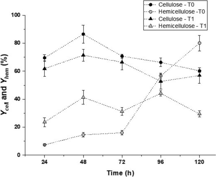 Study of the pretreatment and hydrolysis of a mixture of coffee husk, cowpea bean husk and cocoa pod for bacterial cellulose production.
