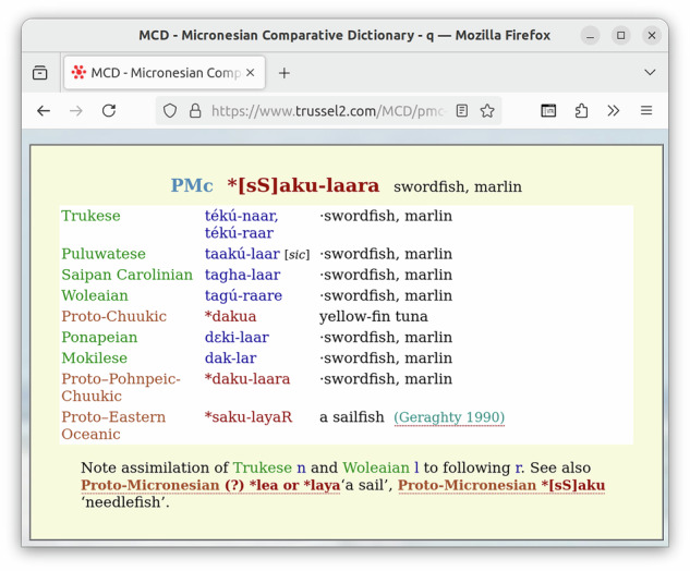 The Austronesian and the Micronesian Comparative Dictionaries as CLDF datasets.