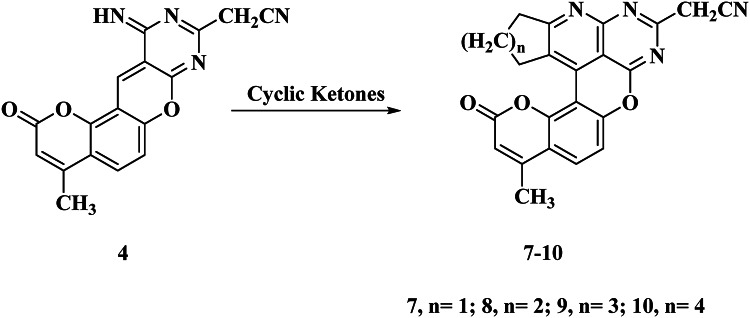 Design and synthesis of novel pyridopyrimidine moieties linked to coumarin ring of potentially active cytotoxic agents and their docking study.