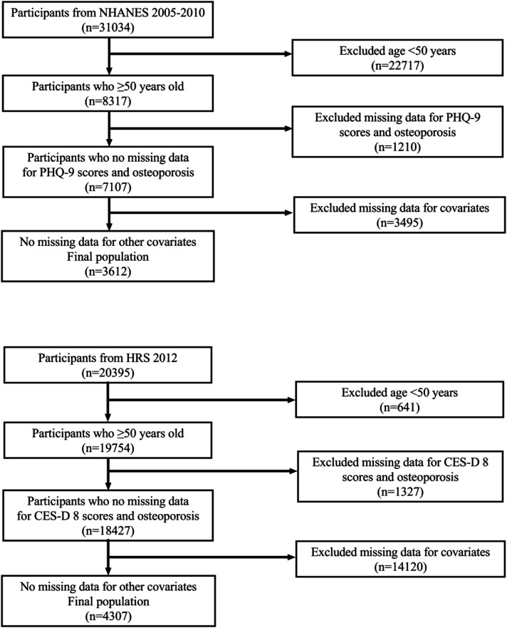 Depressive Symptoms and Osteoporosis in Middle-Aged and Older Adults: A Cross-Sectional Analysis of NHANES and HRS Data.