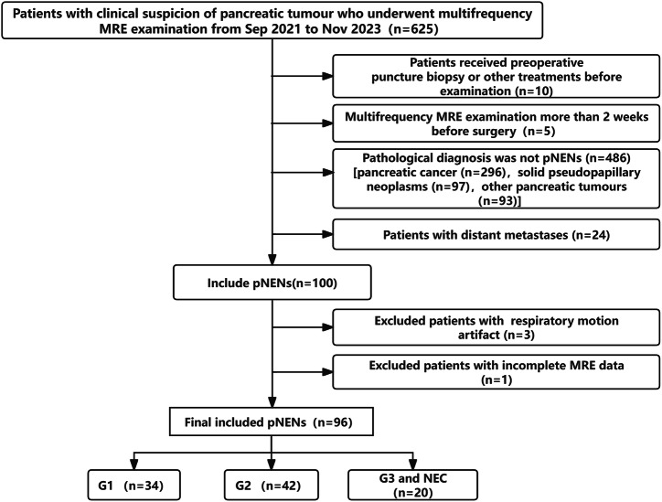 Added value of multifrequency magnetic resonance elastography in predicting pathological grading of pancreatic neuroendocrine neoplasms.