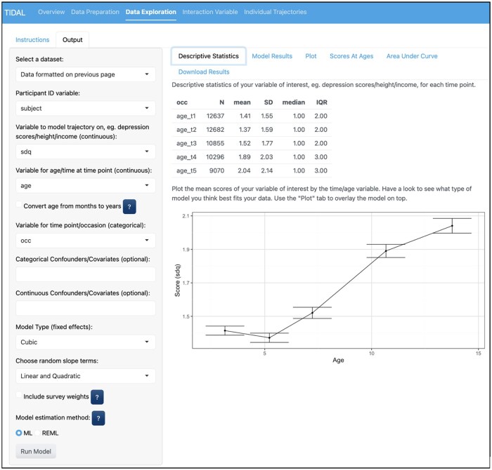 Software Application Profile: TIDAL-Tool to Implement Developmental Analysis of Longitudinal data.
