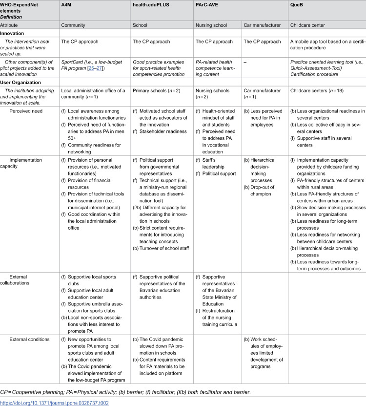 The challenge of participatory projects for physical activity promotion: What to scale and how to scale?
