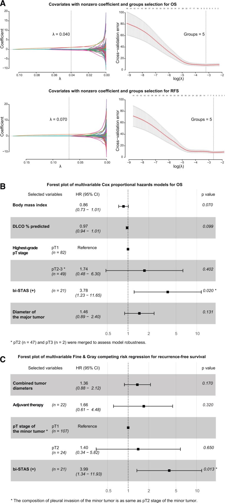 Concurrent spread through air spaces in dominant tumours impacts prognosis in synchronous multiple primary lung adenocarcinoma.