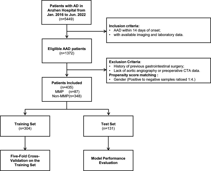 Application of Machine Learning in the Prediction of the Acute Aortic Dissection Risk Complicated by Mesenteric Malperfusion Based on Initial Laboratory Results.