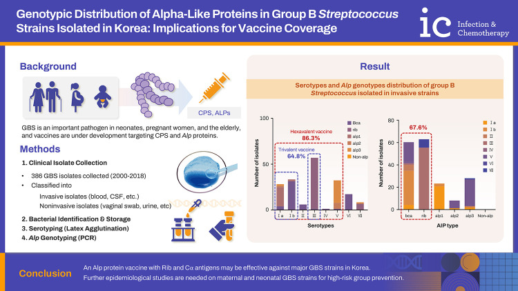 Genotypic Distribution of Alpha-Like Proteins in Group B <i>Streptococcus</i> Strains Isolated in Korea: Implications for Vaccine Coverage.