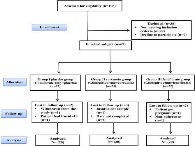 Effect of adding fenofibrate versus curcumin to glimepiride in patients with type 2 diabetes: a randomized controlled trial.