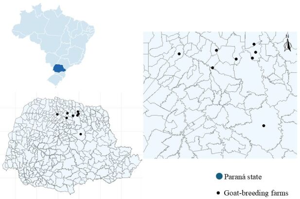 Prevalence of Eimeria spp. in goats from northern Paraná, Brazil.