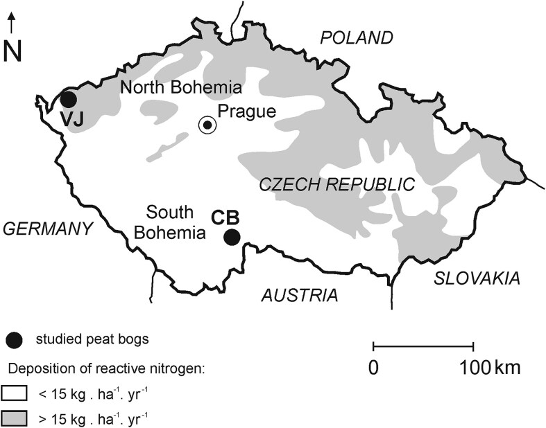 Microbial community dynamics in two Central European peatlands affected by different nitrogen depositions.