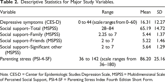 The Impact of Social Support: Fathers' Depressive Symptoms and Parenting Stress.