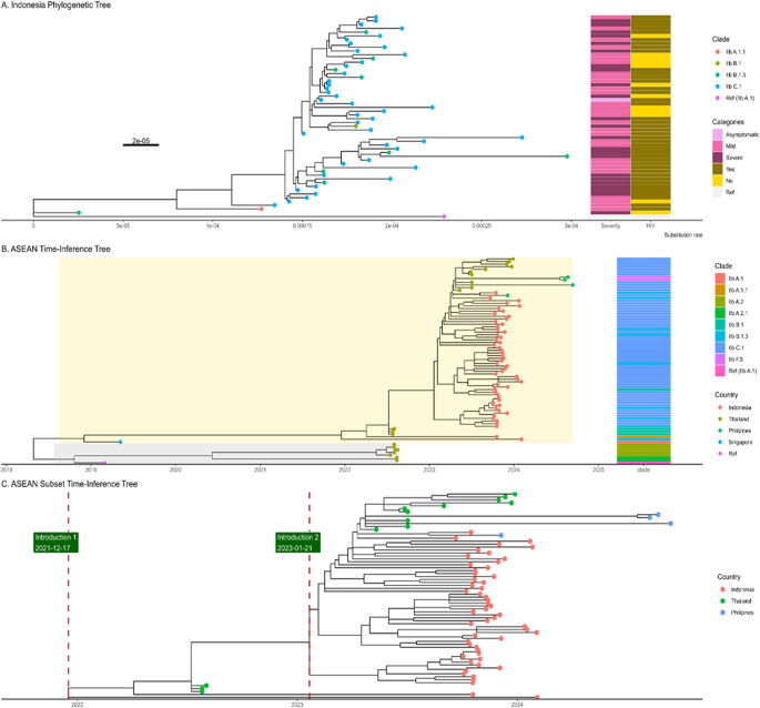 Molecular epidemiological surveillance of monkeypox virus in Indonesia from 2023 to 2024.