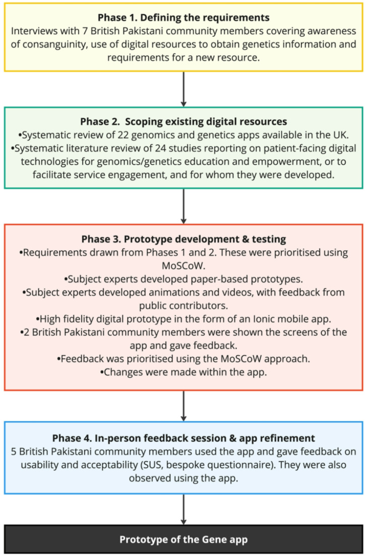 Co-designing 'gene', a smartphone app for genetics education and empowerment with and for the British Pakistani community: a methodological summary of the GENE-Ed project.