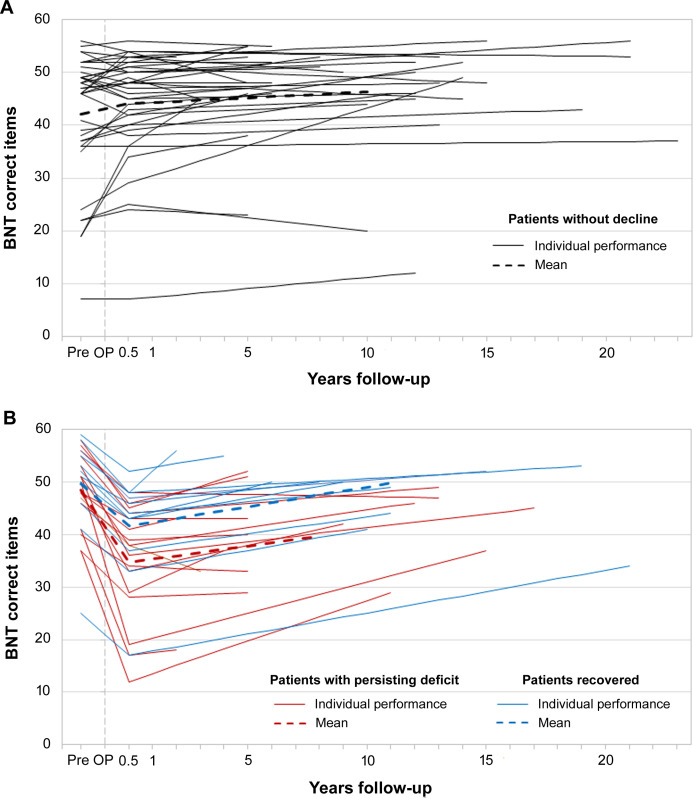 Object naming after epilepsy surgery in the dominant left temporal lobe: risk factors, time course and long-term outcome.