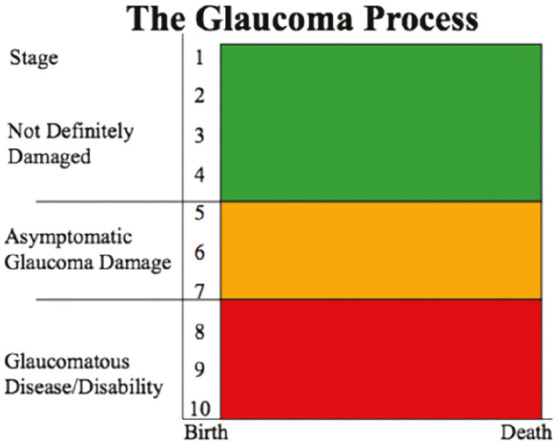 Pattern of RNFL Damage in Early- and Late-Stage Primary Open-Angle Glaucoma Using the Disc Damage Likelihood Scale and Optical Coherence Tomography.