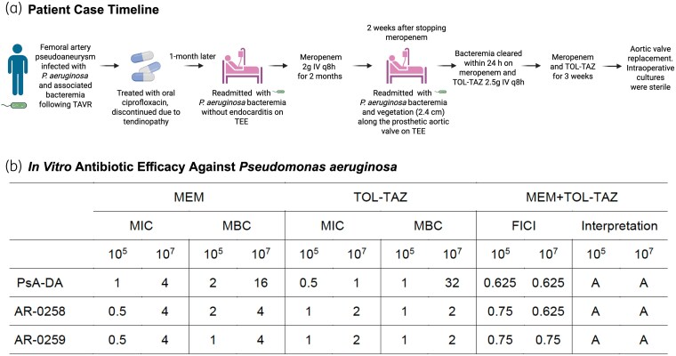 Rapid valve sterilization with meropenem plus ceftolozane/tazobactam combination therapy for <i>Pseudomonas aeruginosa</i> prosthetic valve endocarditis.
